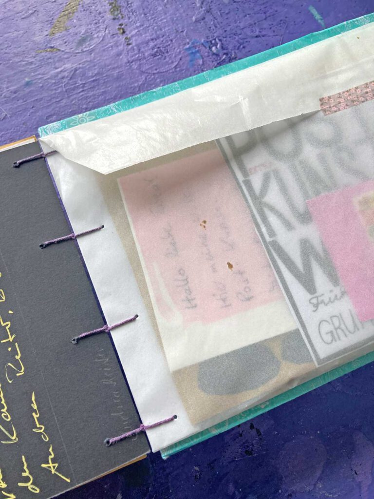 Frühlingspost 2025 Finissage: Eingebundene transparent Tasche. Klappt super!
