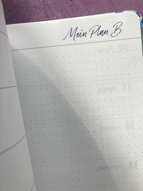 Herbstverlosung 2025: Ausschnitt aus einer Seite im Planer, hier ist viel Platz für die eigenen Pläne ...